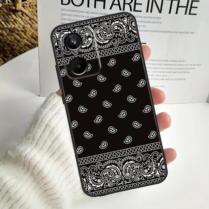 Black Bandana Paisley For Realme 15 10 11 12 13 14 Pro Plus C65 C67 C63 C61 C55 C51 C53 C35 C75 GT6 GT7 Pro Case