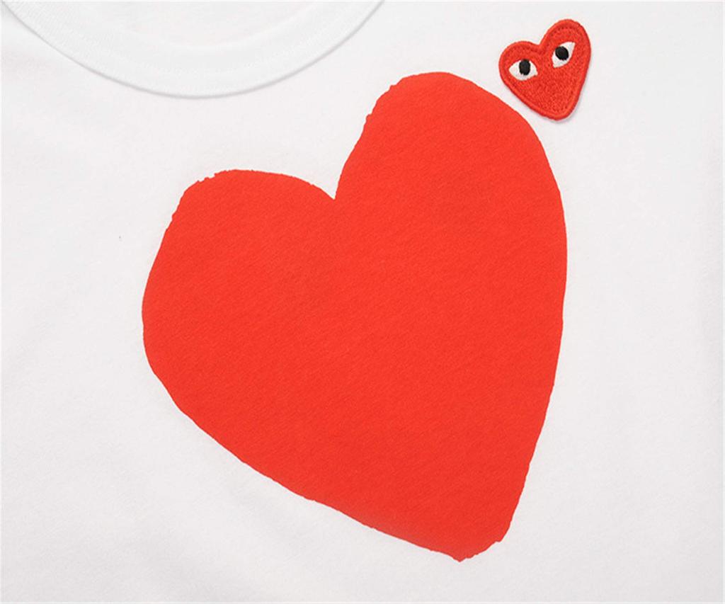 COMME Des GARCONS PLAY COMME Des GARCONS PLAY Short Sleeve Summer Simple Red Heart Embroidery Tops Unisex Main Cotton Men's T-Shirt Double-sided