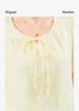 Elegant and slim round neck lace up embroidered short sleeved shirt top
