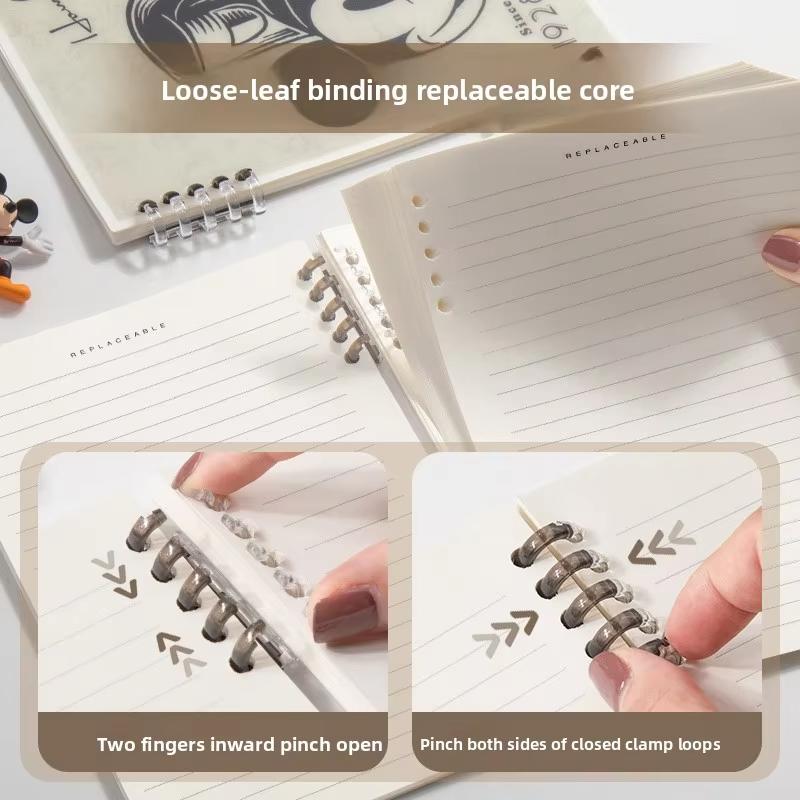 MINISO Cartoon Loose Leaf Notebook with Detachable Shell A5 Large Capacity Loose Leaf Clip Coil Notebook