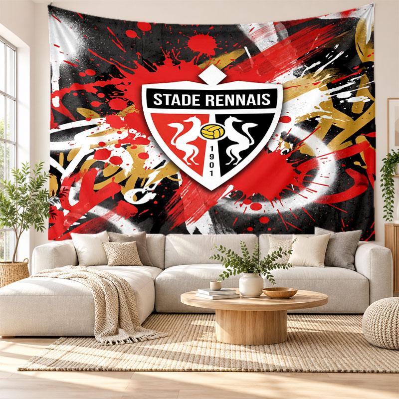 Stade Rennais FC Wall Tapestry, Soft Fabric Wall Hanging, Decorative Backdrop For Bedroom Home Wall Art