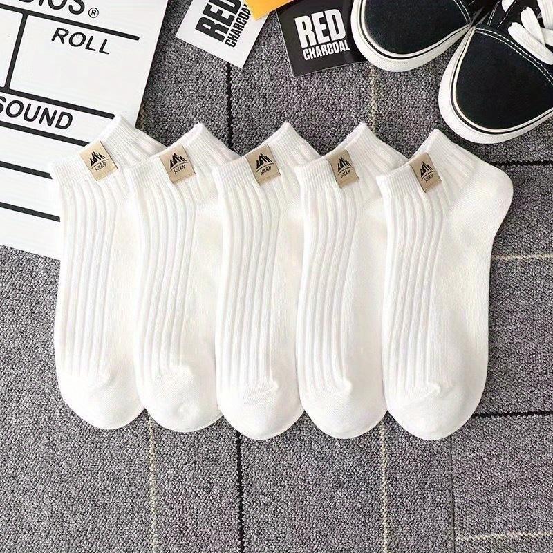 5 Pairs Breathable and Sweat Absorbent Short Socks Unisex Black/White Low-cut Socks Moisture-absorbing and Anti-odor Sports Boat Socks