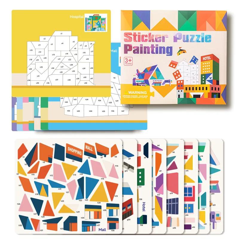 Non-Toxic 3D Animal Jigsaw Puzzle Stickers Diy Handmade Creative Collage Art Set With Self-Adhesive Paper Back To School Gifts Educational