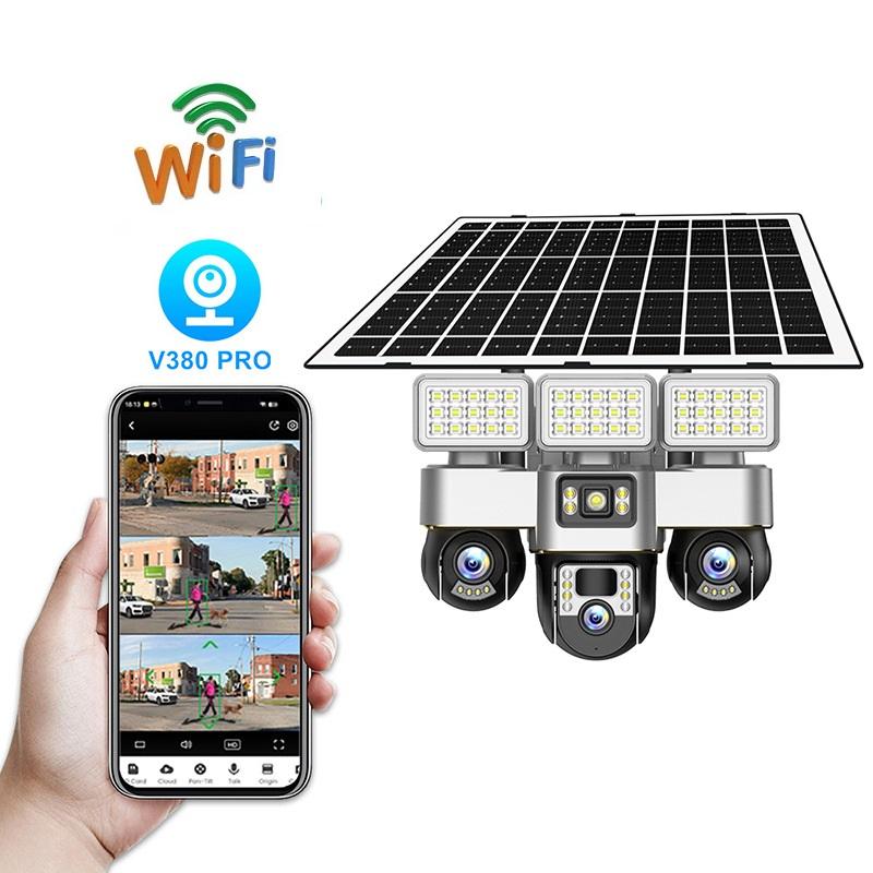 Outdoor Solar Surveillance Camera HD Night Vision Low Power Consumption Multifunctional Three Ball Street Light Camera