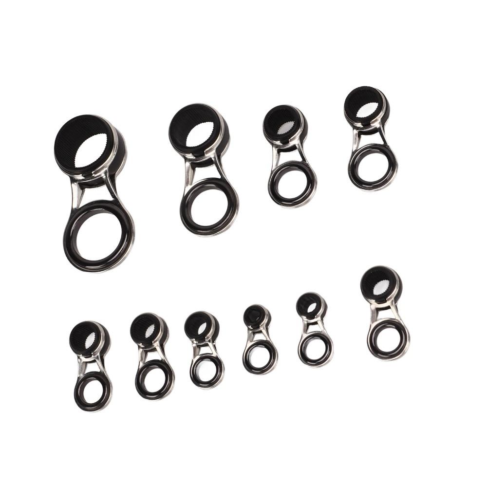 10PCS Stainless Steel Fishing Rod Guide Rings Ceramic Fishing Rod Tip Repair Kit  Fishing Rod Repair