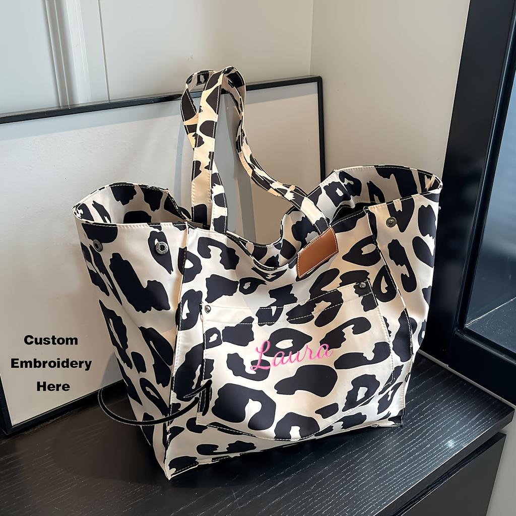 Women's Large Capacity Tote Bag Leopard Print Handbag