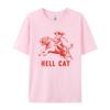 Hell Cat Tiger Print Graphic Tees Women Hippie Funny T Shirt Vintage Western Cowgirl Tshirts FeUnisex Aesthetic Retro Boho Tops