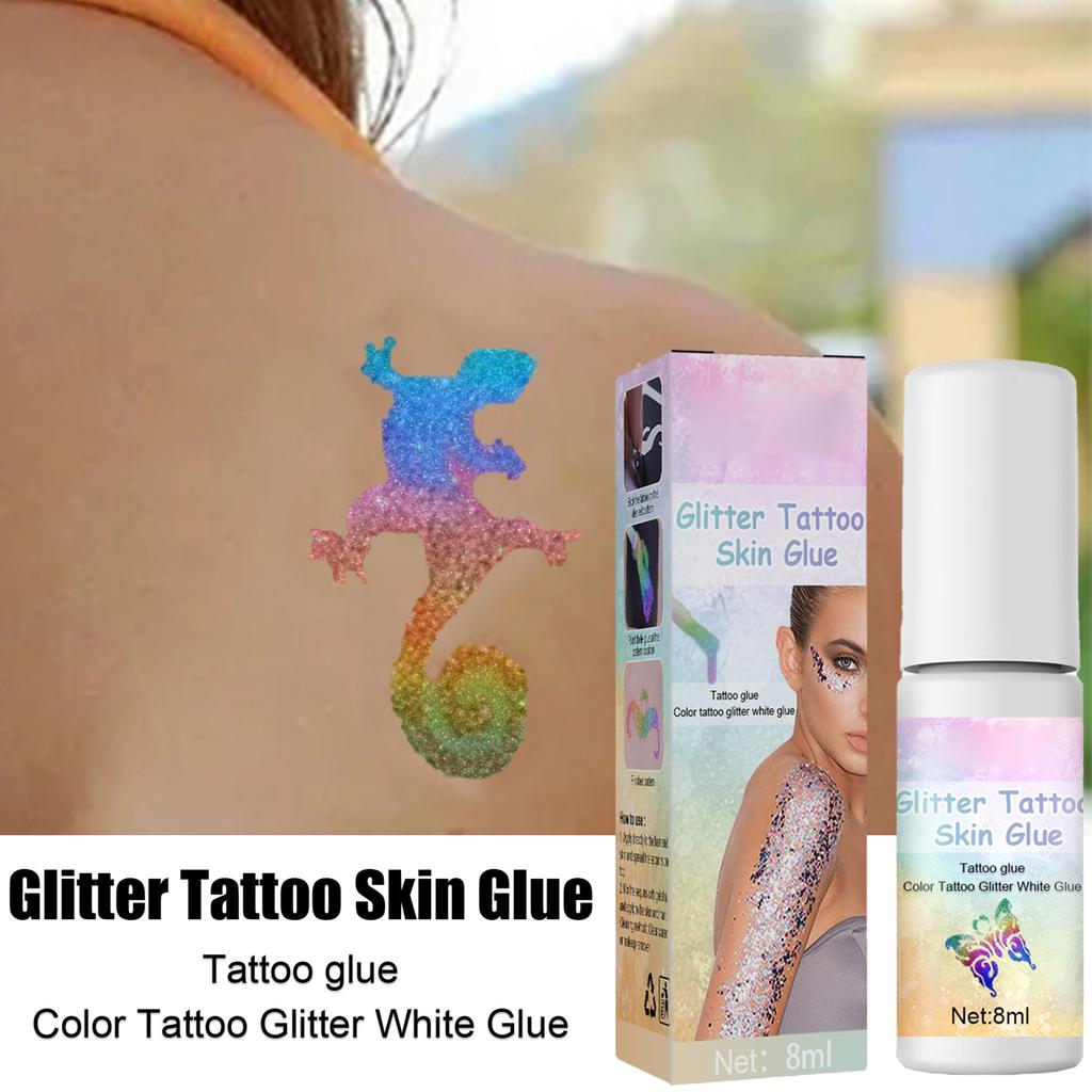 8ML Flash Tattoo Skin Glue Skin Glitter Powder for Facial Body Painting Eye Makeup