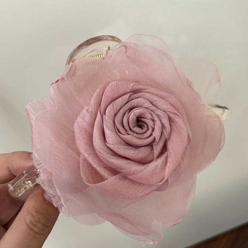 

Вінтажний французький великий затискач для волосся кольору димчастої троянди