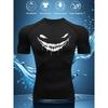 Mens Navy Blue Compression Short Sleeve T-Shirt White Dripping Evil Smile Graphic Quick Dry Breathable High Elasticity Gym And MMA Athletic Top