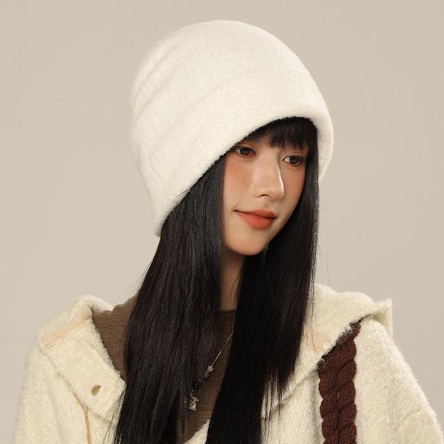 Stacking Hat Autumn and Winter Hat Women's Fleece Ear Protector Warm Cold Hat Knitted Wool Hat