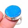 Blue Druzy Gemstone 925 Sterling Silver Jewelry Ring Size Adjustable GK-4395