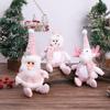 Adorable Pink Snowman And Reindeer Plush Figurines For Christmas Holiday Decor