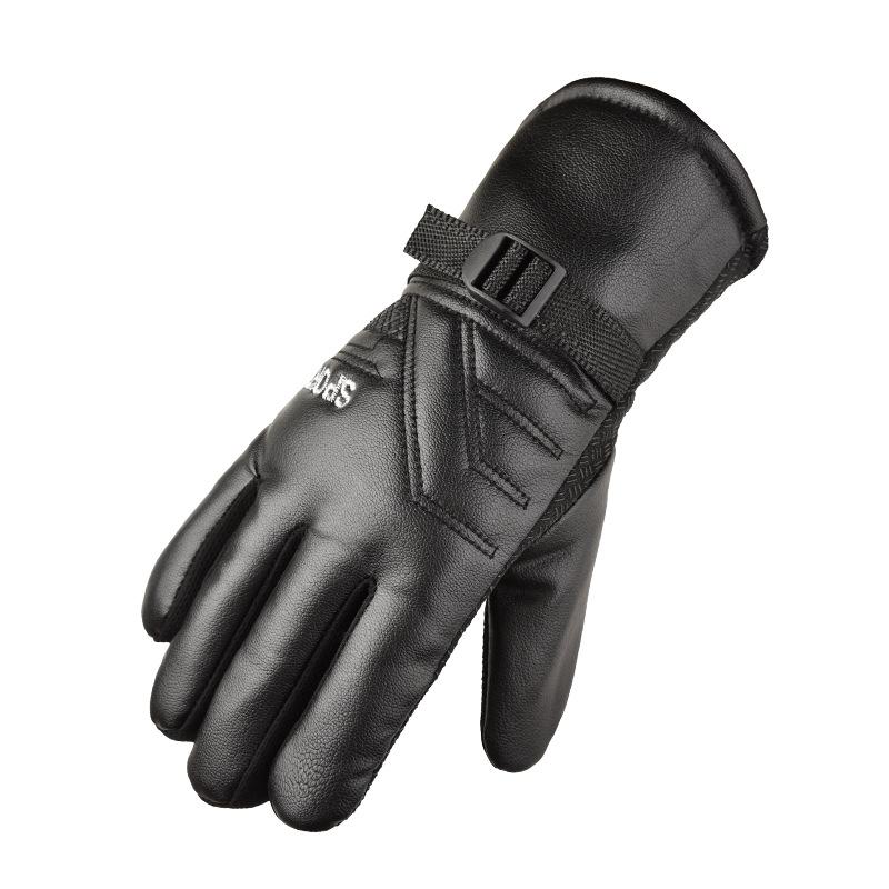 Winter thermal gloves men's thickened velvet non-slip, windproof, waterproof and cold-resistant outdoor cycling motorcycle ski leather gloves
