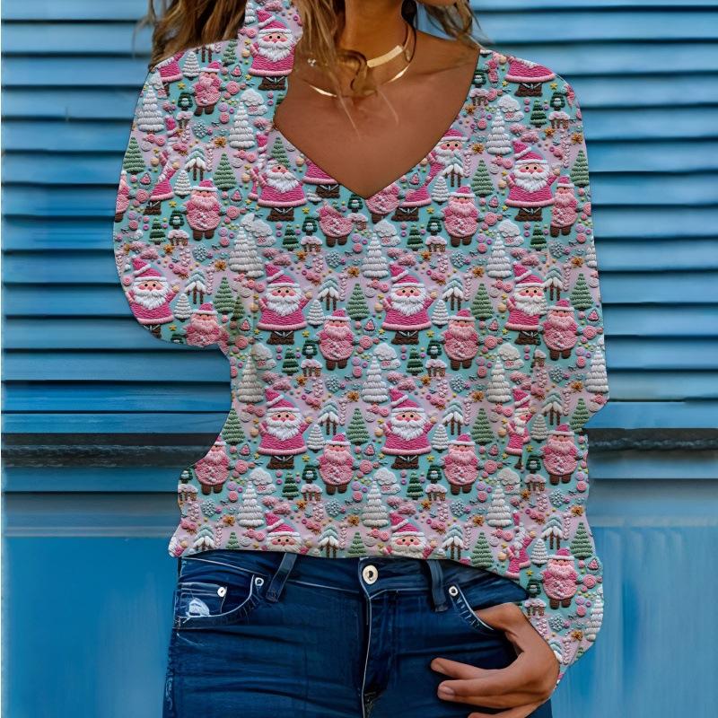 

QICED Women s Fashion Casual Long Sleeve V Neck Blouses & Shirts XXXXXL