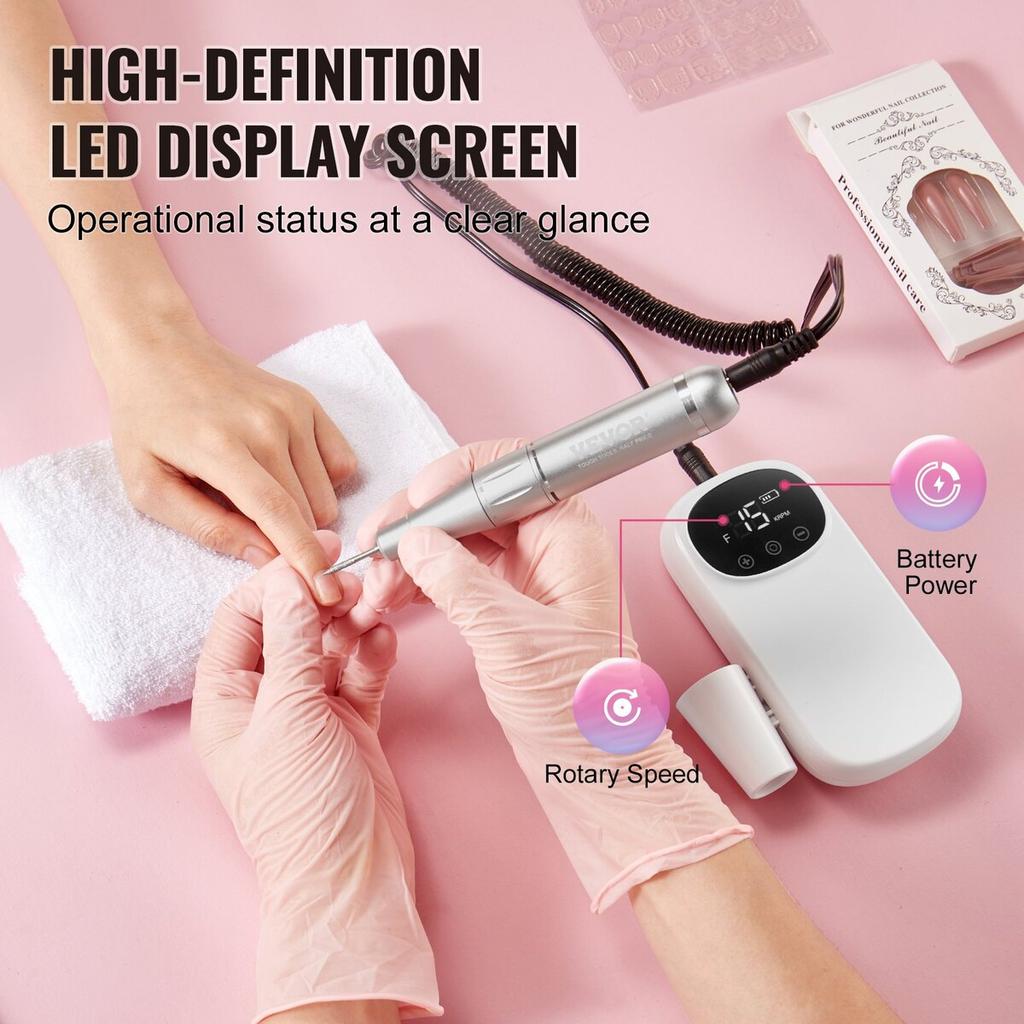 Electric Rechargeable Nail Drill 35000RPM Cordless Nail E File Machine