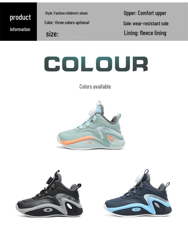 Chaussures de Basketball d'Hiver 2025 pour Garçons en Coton - Doublure en Velours, Antidérapantes, Résistantes à l'Usure, Chaudes, Chaussures de Sport pour Grands Enfants