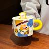 Cute Cartoon Mug with Lid Spoon Ceramic Cup for Girls with High Appearance Office Water Cup Practical Birthday Gift