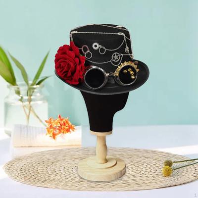 Cylinder Steampunk dla dorosłych z okularami, przekładnią i łańcuszkiem nakrycie głowy Gotyckie dekoracyjne punkowe fedory dla
