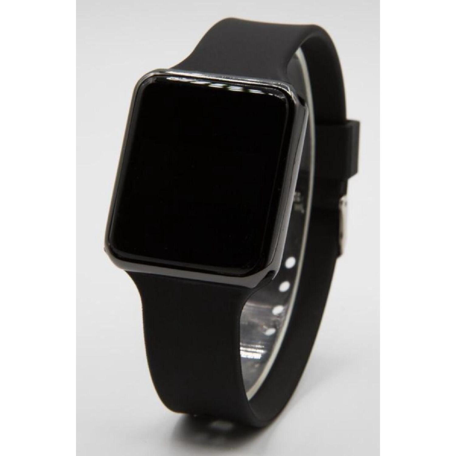 

Чорний цифровий наручний годинник унісекс із сенсорним екраном