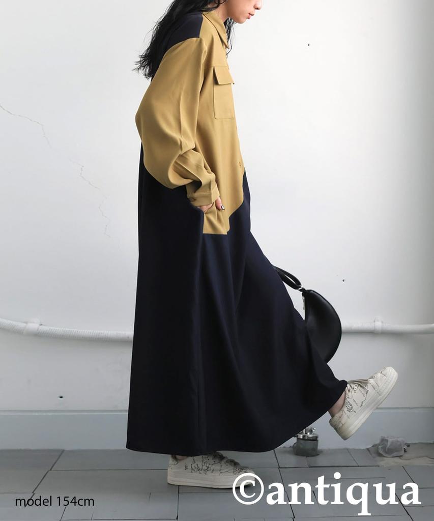 Antiqua Long One Size Navy Women's Color-Combo Dress, Sleeve, PK-01275, 20,