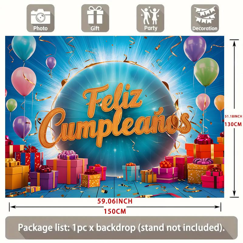 Geburtstagsparty Hintergrund Buntes Polyester Banner Fotokabinen Dekoration 103