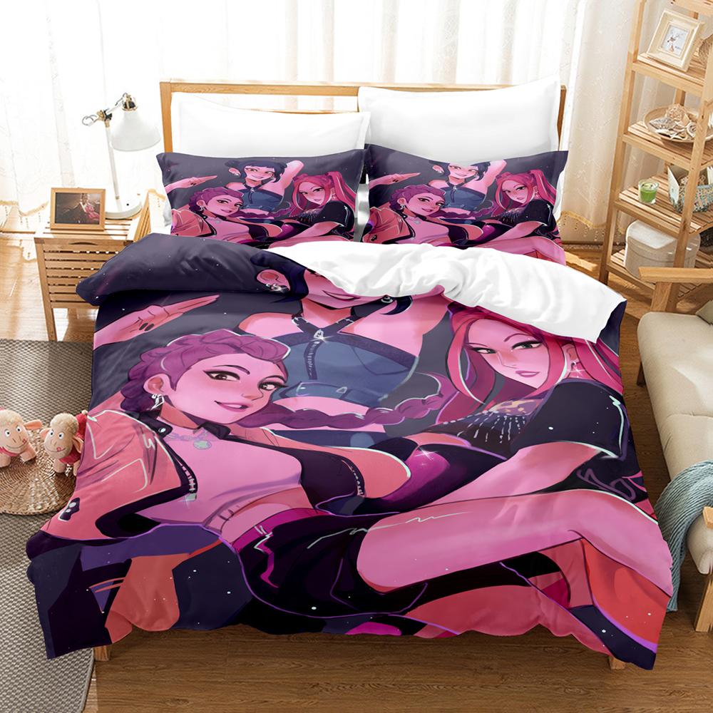 K-POP Demon Hunters Bedding Set Queen King Size EU Single Quilt Bed Cover Duvet Cover Sets With Pillowcases For Girls Birthday