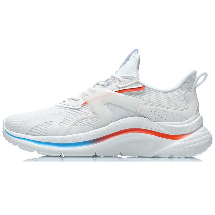 New LiNing Liuyun Cushioning, Slip Resistant, And Abrasion Resistant Low Top Running Shoes White Blue Orange AGLR033-3