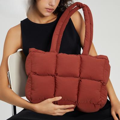 Women's Cotton Clothes Bag Fill Cotton Tote Space Cotton Bag Fashion Shoulder Bag Soft Down Handbag