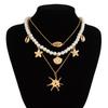 Bohemian Pearl Beaded Necklace Starfish Shell Pendant Necklace Holiday