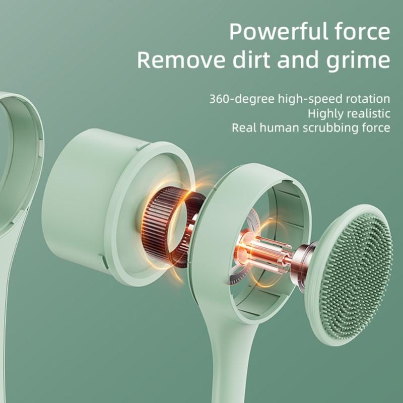 Two Speed Electric Shower Brush with Detachable Heads Electric Body Brush Back Scrubber with 4 Brush Heads Easy to Use