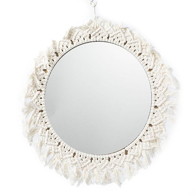 

Ручная работа, плетеное настенное зеркало, богемный антикварный плетеный хлопковый канат, макраме, бахрома, кисточки, гобелен, круглый для дропшиппинга