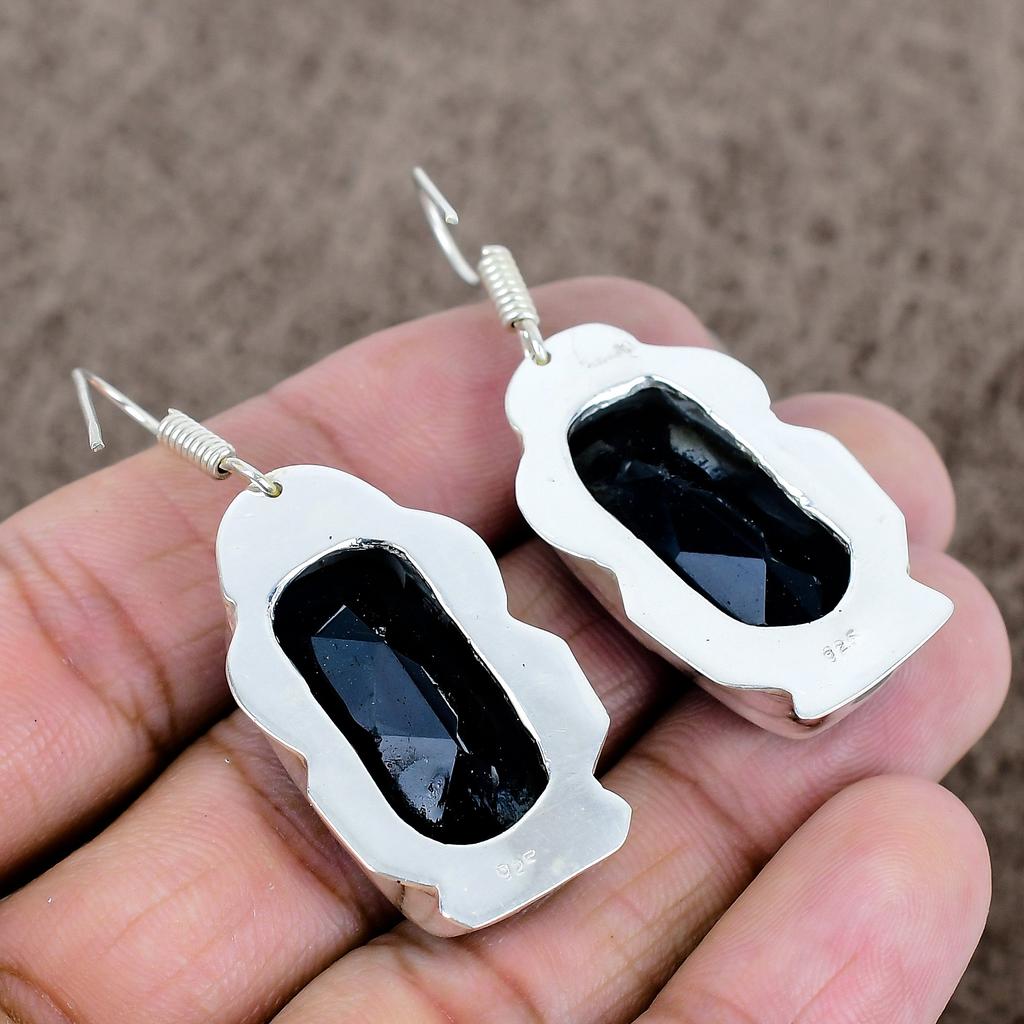 Blue Topaz Gemstone Handmade 925 Sterling Silver Jewelry Earring 2.17" KKG-617