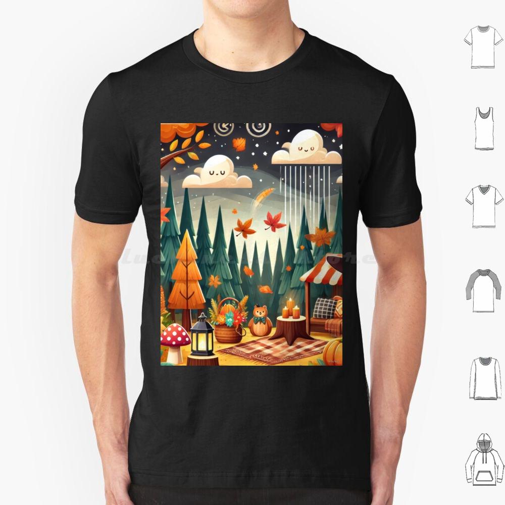 Enchanted Autumn Forest T Shirt Men Women Kids 6xl Autumn Fall Forest Enchanted Whimsical Seasonal Leaves Nature Cozy Cute