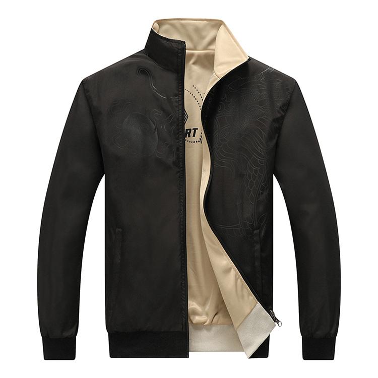 

Двусторонняя мужская куртка с воротником-стойкой, весна, осень, зима, повседневная спортивная тонкая, свободная ветрозащитная и дышащая мужская куртка L