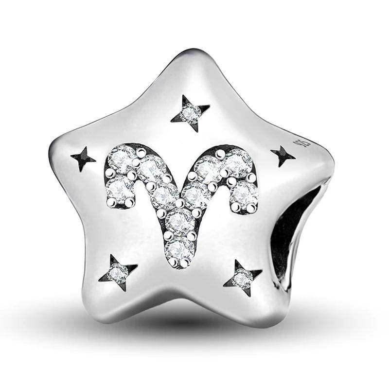 Copper 12 Constellation Star Cute Series Charms Bead Fit Original Pan Bracelet Bangle Diy Jewelry For Women Gift