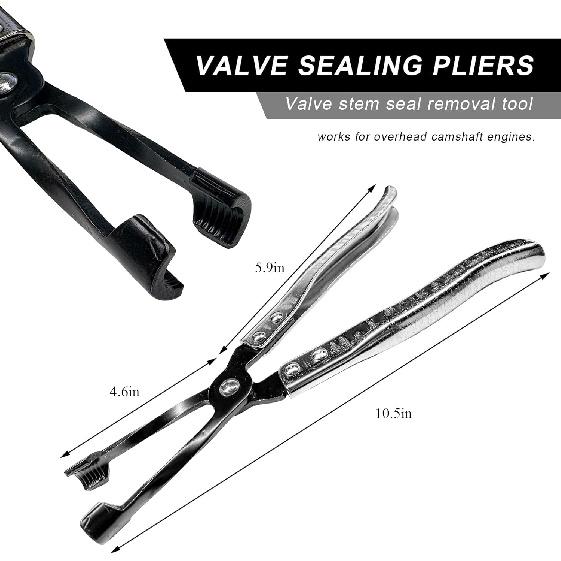 Car Valve Seal Pliers, 27cm/10.5in Valve Stem Seals Removal Tool with Ergonomic Grip, Narrow Access Oil Seal Pliers for Motorcycle ATV Small Engine