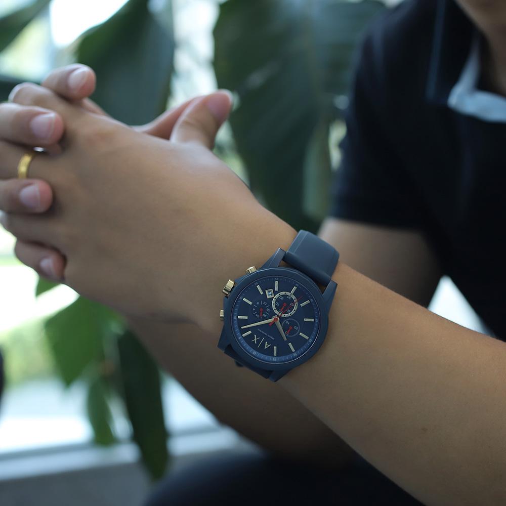 ARMANI EXCHANGE Wrist Watch Quartz Movement Silicone Strap Blue Dial Men's Watches AX1335 AX1335