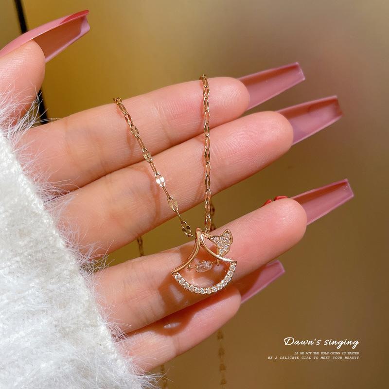 Korea Dongdaemun New Smart Shining Necklace Texture Simple Zircon Micro Inlaid Clavicle Chain