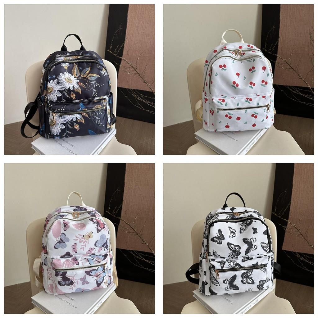 Butterfly Flower Cherry Print Casual Womens Backpack With Large Capacity For Daily Use