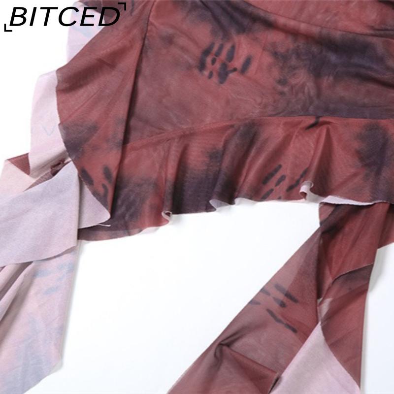 BITCED Spring Women's Solid-Colour Slim-Fit Streetwear Halter-Neck Backless Printed Top