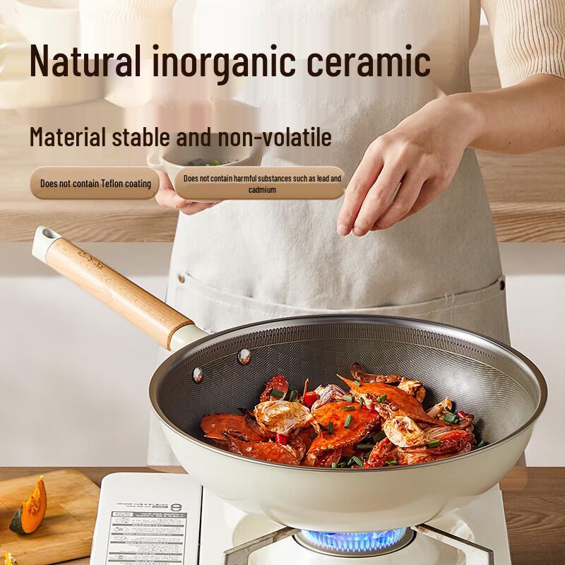 Chuidahuang 28cm Titanium Stainless Steel Wok