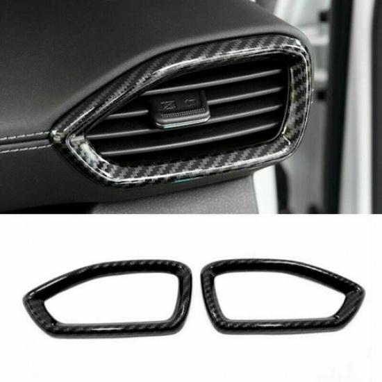 For Hyundai Santa Fe 2019-2021 2X Carbon Fiber Side Air Outlet Vent Cover Trim