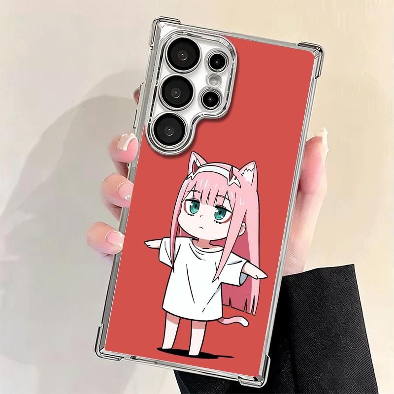 Zero Two 02 Kawaii Niedliche Galvanisierte Handyhülle Für Samsung Galaxy S24 S25 FE S26 Edge S23 Ultra S22 S21 Plus S20 Anti-Fall Airbag C