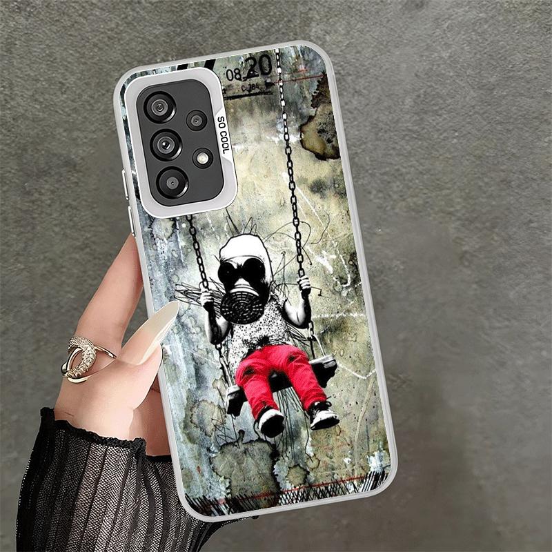 B-Banksy Art Graffiti Artist Soft Phone Case for Samsung A17 A16 A15 A14 A13 A57 A56 A55 A54 A53 A37 A36 A35 A34 A33 A26 A25 A24