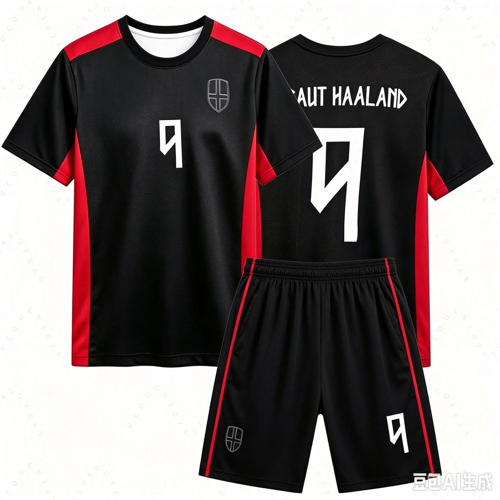 2 Piece New Haaland Norway & Number 9 Fan Football Jersey T-Shirt Family Matching Set Breathable Special Kit for Adults Children