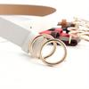 Double Loop Buckle Design Belt Casual Jeans Dress Women's Leather Black Brown Adjustable Belt