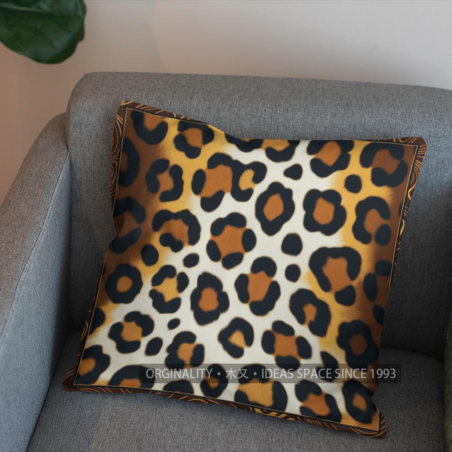 2D Leopard-Patterned Pillowcase With Geometric Design Pattern Cushion Cover Suitable For Sofa Bedroom Car Pillow Cover