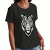 Damen T-Shirt aus reiner Baumwolle mit Tiger-Grafik, Hochwertiger Druck auf reiner Baumwolle, Langlebig, Lässige Mode, Tiger-Illustration Tee, Wildtier-Stil, Weich und