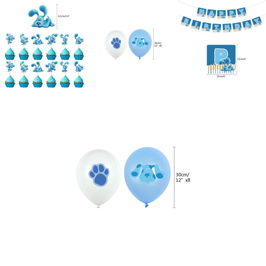 Lebhaftes Blaues Hinweise für Kinder Themen-Geburtstagsparty Deko-Set mit Happy Birthday Banner und Luftballons